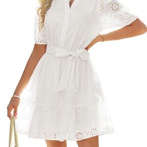 Grace Karin White Eyelet Mini Dress